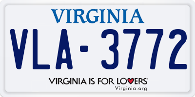 VA license plate VLA3772