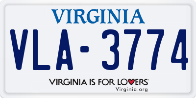 VA license plate VLA3774