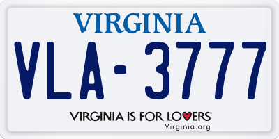 VA license plate VLA3777