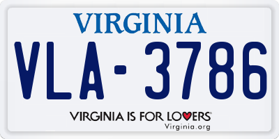 VA license plate VLA3786