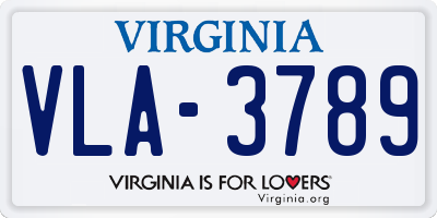 VA license plate VLA3789