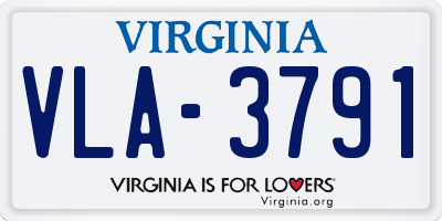 VA license plate VLA3791