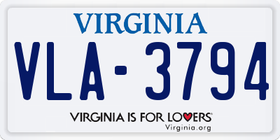 VA license plate VLA3794