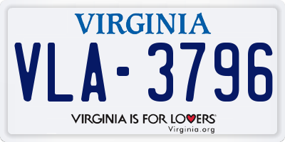 VA license plate VLA3796