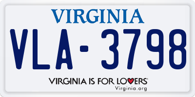 VA license plate VLA3798