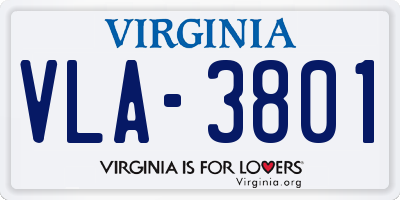 VA license plate VLA3801