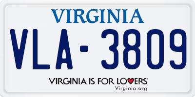VA license plate VLA3809