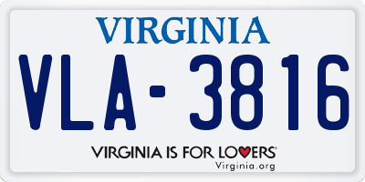 VA license plate VLA3816