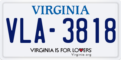 VA license plate VLA3818
