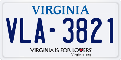 VA license plate VLA3821