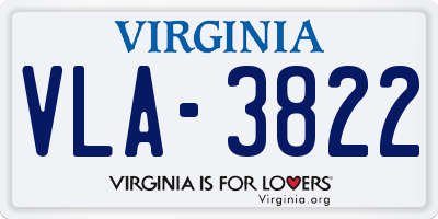 VA license plate VLA3822