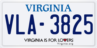 VA license plate VLA3825