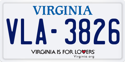VA license plate VLA3826