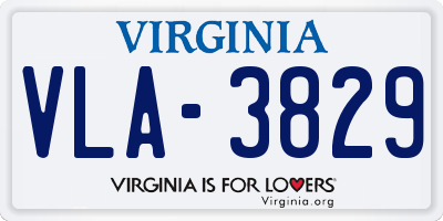 VA license plate VLA3829