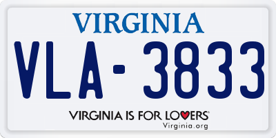 VA license plate VLA3833
