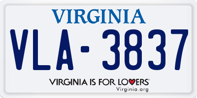 VA license plate VLA3837