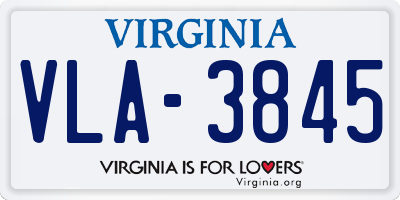 VA license plate VLA3845