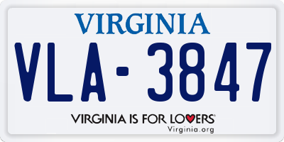 VA license plate VLA3847