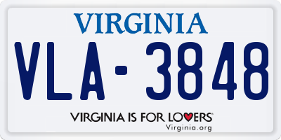 VA license plate VLA3848