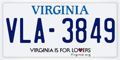 VA license plate VLA3849
