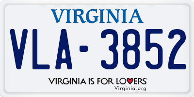 VA license plate VLA3852