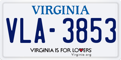 VA license plate VLA3853