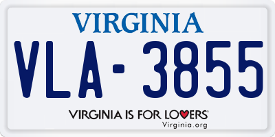 VA license plate VLA3855