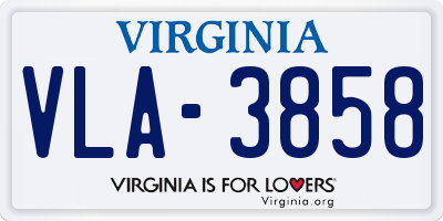 VA license plate VLA3858