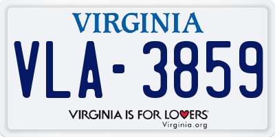 VA license plate VLA3859
