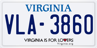 VA license plate VLA3860