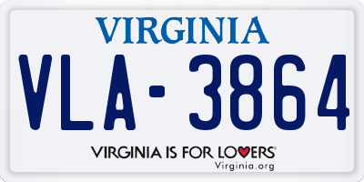 VA license plate VLA3864