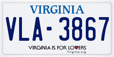 VA license plate VLA3867