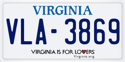 VA license plate VLA3869