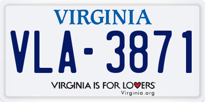 VA license plate VLA3871