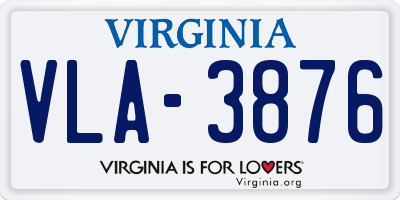 VA license plate VLA3876
