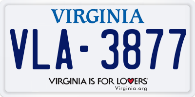 VA license plate VLA3877
