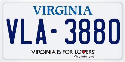 VA license plate VLA3880