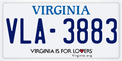 VA license plate VLA3883