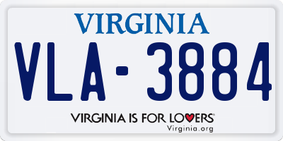 VA license plate VLA3884