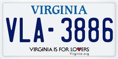VA license plate VLA3886