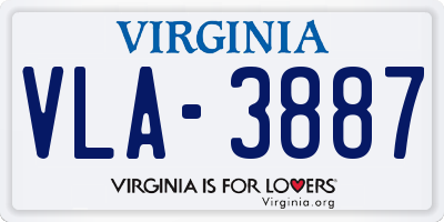 VA license plate VLA3887
