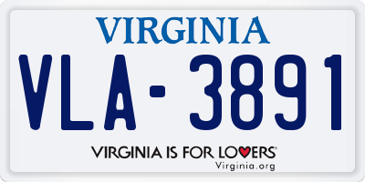 VA license plate VLA3891