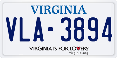VA license plate VLA3894