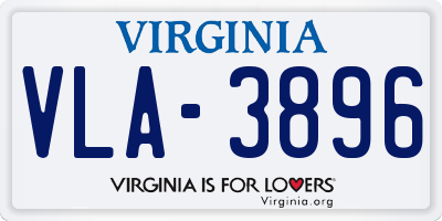VA license plate VLA3896