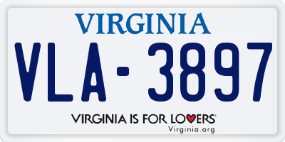 VA license plate VLA3897