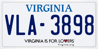 VA license plate VLA3898