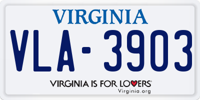 VA license plate VLA3903