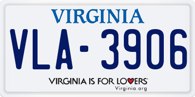 VA license plate VLA3906