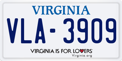 VA license plate VLA3909