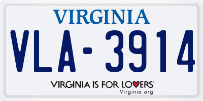 VA license plate VLA3914